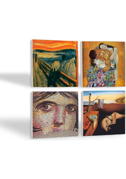 Dalí Belleğin Azmi, Çığlık, Çingene Kızı Mozaiği, Gustav Klimt Aile Kucaklama Taş Bardak Altlığı – 4’lü Set, 10x10 cm Dekoratif Masaüstü Koruyucu Doğaltaş Altlık |SC572| fiyatları