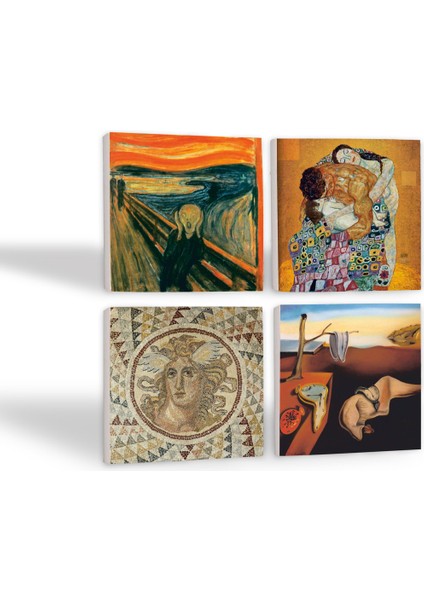 Stone Salvador Dalí Belleğin Azmi, Çığlık, Mozaik Serisi, Gustav Klimt Aile Kucaklama Taş Bardak Altlığı – 4’lü Set, 10x10 cm Dekoratif Masaüstü Koruyucu Doğaltaş Altlık |SC573| fiyatları