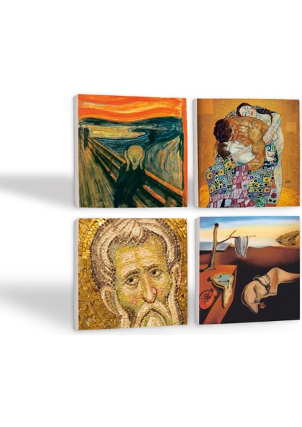 Stone Salvador Dalí Belleğin Azmi, Çığlık, Mozaik Serisi, Gustav Klimt Aile Kucaklama Taş Bardak Altlığı – 4’lü Set, 10x10 cm Dekoratif Masaüstü Koruyucu Doğaltaş Altlık |SC574| fiyatları