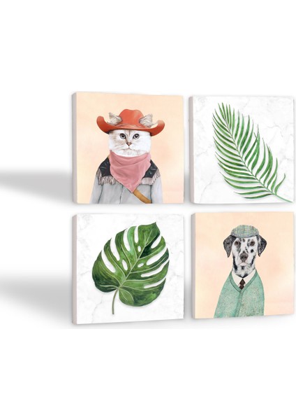 Stone Yaprak, Köpek, Kedi Taş Bardak Altlığı – 4’lü Set, 10x10 cm Dekoratif Masaüstü Koruyucu Doğaltaş Altlık |SC366| fiyatları