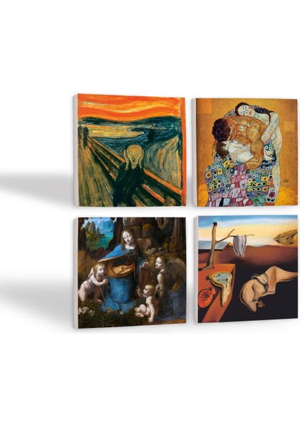 Dalí Belleğin Azmi, Da Vinci Kayalıklar Bakiresi, Çığlık, Klimt Aile Kucaklama Taş Bardak Altlığı – 4’lü Set, 10x10 cm Dekoratif Masaüstü Koruyucu Doğaltaş Altlık |SC585| fiyatları