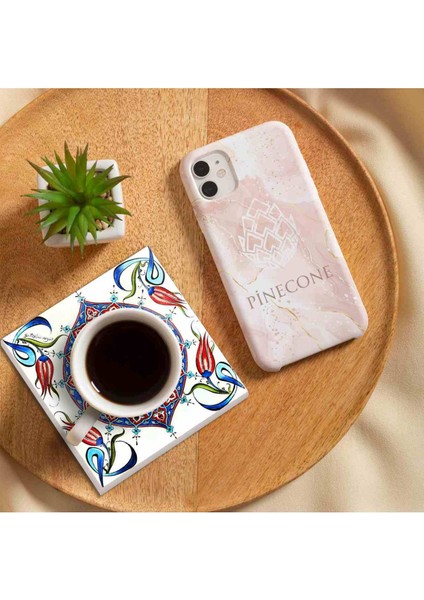 Stone Fatma Ana Eli (Hamsa), Çini Sanatı, Nar Taş Bardak Altlığı – 4’lü Set, 10x10 cm Dekoratif Masaüstü Koruyucu Doğaltaş Altlık |SC178| fırsatları