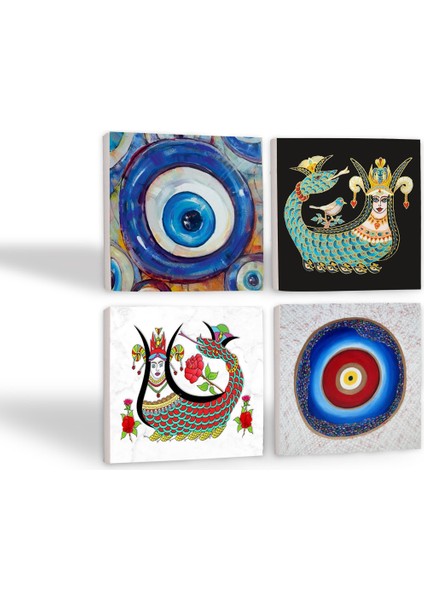 Stone Nazar, Şahmeran Taş Bardak Altlığı – 4’lü Set, 10x10 cm Dekoratif Masaüstü Koruyucu Doğaltaş Altlık |SC380| fiyatları