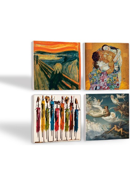 Çığlık, Yerli Kadınlar, Gustav Klimt Aile Kucaklama, Ruhların Geçişi Louis Janmot Taş Bardak Altlığı Masaüstü Koruyucu Altlık 4 Parça Set 10x10cm Stone Coasters SC595 fiyatları