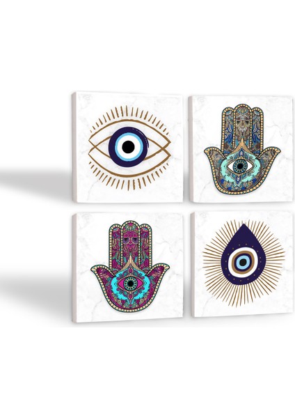 Stone Nazar, Fatma Ana Eli (Hamsa) Taş Bardak Altlığı – 4’lü Set, 10x10 cm Dekoratif Masaüstü Koruyucu Doğaltaş Altlık |SC402| fiyatları