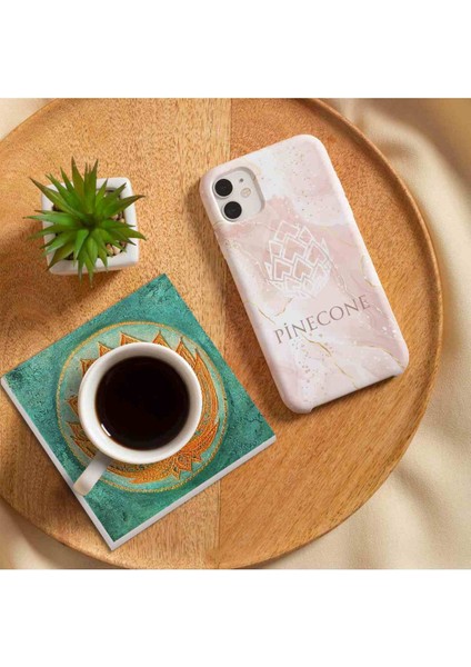 Nazar, Yaşam Çiçeği, Lotus Çiçeği, Fatma Ana Eli (Hamsa) Taş Bardak Altlığı Masaüstü Koruyucu Altlık 4 Parça Set 10x10cm Stone Coasters SC211