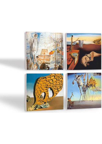 Dalí Belleğin Azmi, Arzunun Gizemi, Antonius, Amerika’nın Keşfi Taş Bardak Altlığı Masaüstü Koruyucu Altlık 4 Parça Set 10x10cm Stone Coasters SC215 fiyatları