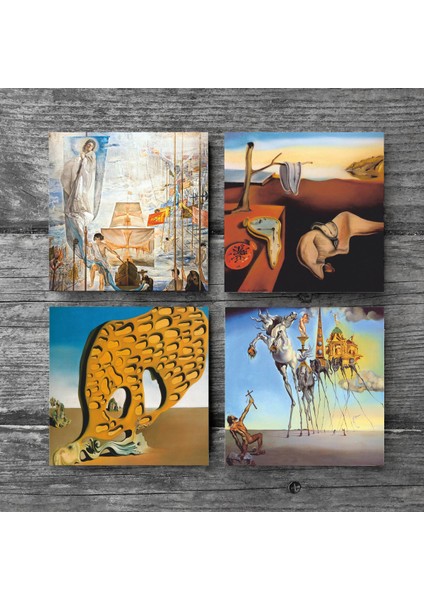 Dalí Belleğin Azmi, Arzunun Gizemi, Antonius, Amerika’nın Keşfi Taş Bardak Altlığı Masaüstü Koruyucu Altlık 4 Parça Set 10x10cm Stone Coasters SC215 modelleri
