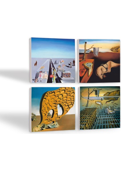Dalí Belleğin Azmi, Belleğin Azmi Dağılışı, Arzunun Gizemi, Baharın İlk Günleri Taş Bardak Altlığı – 4’lü Set, 10x10 cm Dekoratif Masaüstü Koruyucu Doğaltaş Altlık |SC217| fiyatları