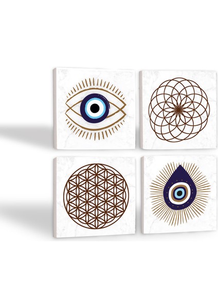 Nazar, Yaşam Çiçeği Taş Bardak Altlığı – 4’lü Set, 10x10 cm Dekoratif Masaüstü Koruyucu Doğaltaş Altlık |SC414| fiyatları