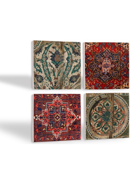 Desen, Vintage Desen Taş Bardak Altlığı – 4’lü Set, 10x10 cm Dekoratif Masaüstü Koruyucu Doğaltaş Altlık |SC229| fiyatları