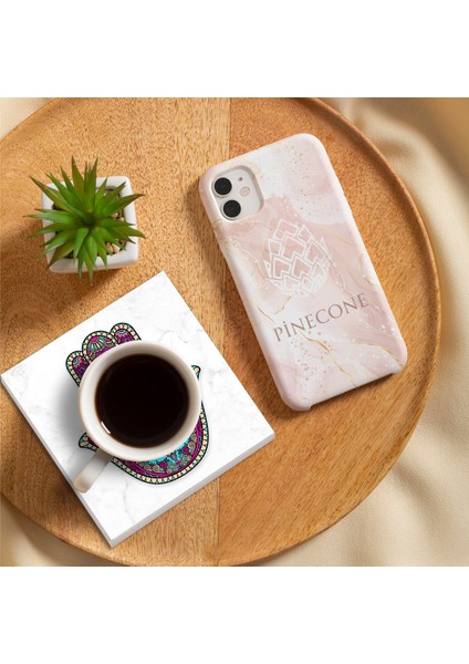 Stone Sri Yantra, Fatma Ana Eli (Hamsa) Taş Bardak Altlığı – 4’lü Set, 10x10 cm Dekoratif Masaüstü Koruyucu Doğaltaş Altlık |SC232| fırsatları