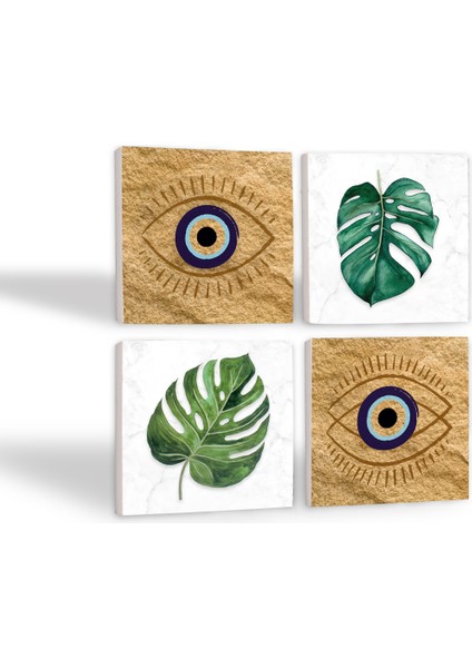Stone Nazar, Yaprak Taş Bardak Altlığı – 4’lü Set, 10x10 cm Dekoratif Masaüstü Koruyucu Doğaltaş Altlık |SC425| fiyatları