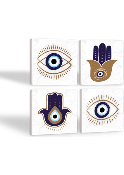 Stone Fatma Ana Eli (Hamsa), Nazar Taş Bardak Altlığı – 4’lü Set, 10x10 cm Dekoratif Masaüstü Koruyucu Doğaltaş Altlık |SC236| fiyatları