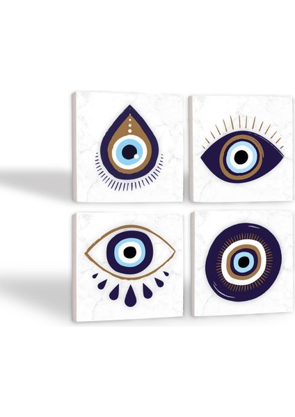 Nazar Taş Bardak Altlığı – 4’lü Set, 10x10 cm Dekoratif Masaüstü Koruyucu Doğaltaş Altlık |SC238| fiyatları