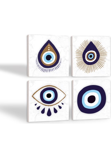 Stone Nazar Taş Bardak Altlığı – 4’lü Set, 10x10 cm Dekoratif Masaüstü Koruyucu Doğaltaş Altlık |SC239| fiyatları