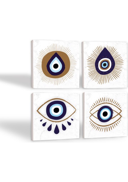 Stone Nazar Taş Bardak Altlığı – 4’lü Set, 10x10 cm Dekoratif Masaüstü Koruyucu Doğaltaş Altlık |SC240| fiyatları