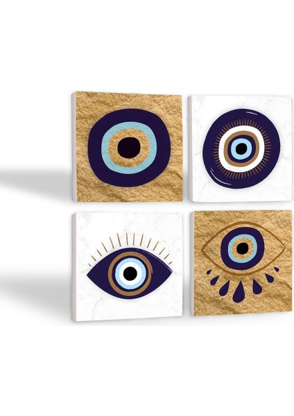 Nazar Taş Bardak Altlığı – 4’lü Set, 10x10 cm Dekoratif Masaüstü Koruyucu Doğaltaş Altlık |SC249| fiyatları