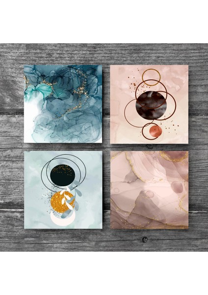 Stone Minimalist, Soyut Sanat Taş Bardak Altlığı – 4’lü Set, 10x10 cm Dekoratif Masaüstü Koruyucu Doğaltaş Altlık |SC448| modelleri