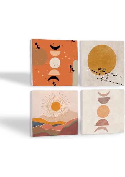 Stone Minimalist, Bohem, Soyut Taş Bardak Altlığı – 4’lü Set, 10x10 cm Dekoratif Masaüstü Koruyucu Doğaltaş Altlık |SC260| fiyatları