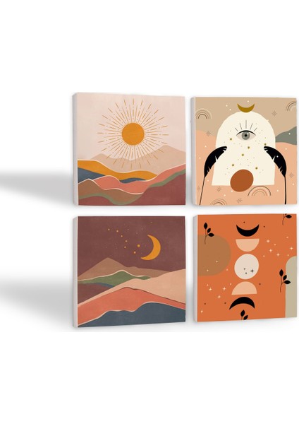 Bohem Taş Bardak Altlığı – 4’lü Set, 10x10 cm Dekoratif Masaüstü Koruyucu Doğaltaş Altlık |SC273| fiyatları