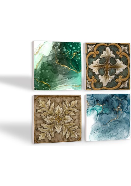 Stone Soyut Sanat, Desen Taş Bardak Altlığı – 4’lü Set, 10x10 cm Dekoratif Masaüstü Koruyucu Doğaltaş Altlık |SC282| fiyatları