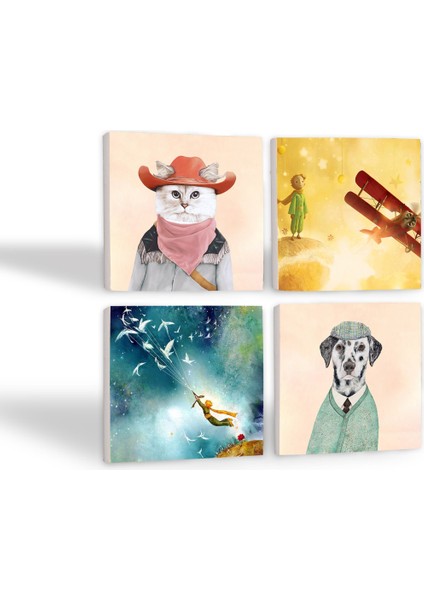 Stone Küçük Prens, Köpek, Kedi Taş Bardak Altlığı – 4’lü Set, 10x10 cm Dekoratif Masaüstü Koruyucu Doğaltaş Altlık |SC288| fiyatları