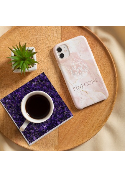 Hayat Ağacı, Soyut Sanat Taş Bardak Altlığı Masaüstü Koruyucu Altlık 4 Parça Set 10x10cm Stone Coasters SC491
