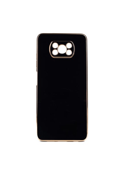 Poco X3 Parlak Yapılı ve Kenarları Altın Görünümlü Şık Bark Premium Silikon Kılıf
