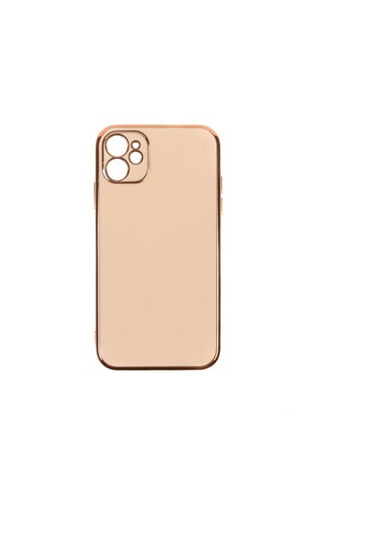 iPhone 11 Parlak Yapılı ve Kenarları Altın Görünümlü Şık Bark Premium Silikon Kılıf