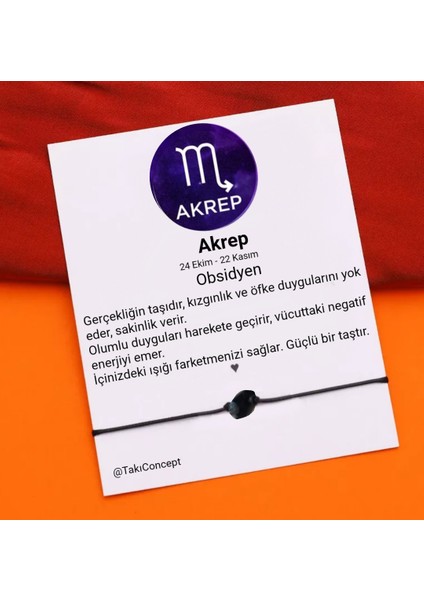 Akrep Burcu Obdisyen Doğal Taşlı Ip Burç Bilekliği