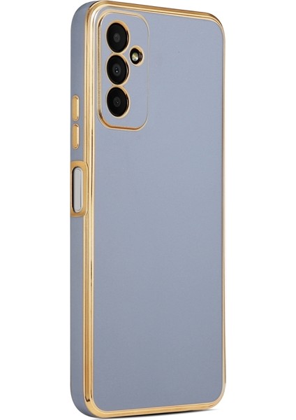 Samsung Galaxy M23 Parlak Yapılı ve Kenarları Altın Görünümlü Şık Bark Premium Silikon Kılıf