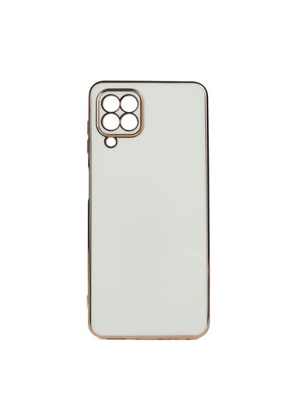 Samsung Galaxy M22 Parlak Yapılı ve Kenarları Altın Görünümlü Şık Bark Premium Silikon Kılıf
