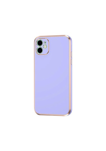 iPhone 12 Parlak Yapılı ve Kenarları Altın Görünümlü Şık Bark Premium Silikon Kılıf