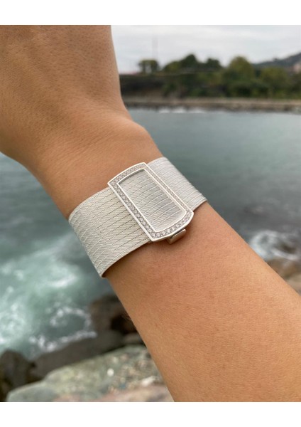 Kadın 13 Sıra Gümüş Tek Sıra Taşlı Trabzon Hasır Bileklik