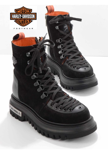Black Leather Kadın Bot & Bootie HD0777064302
