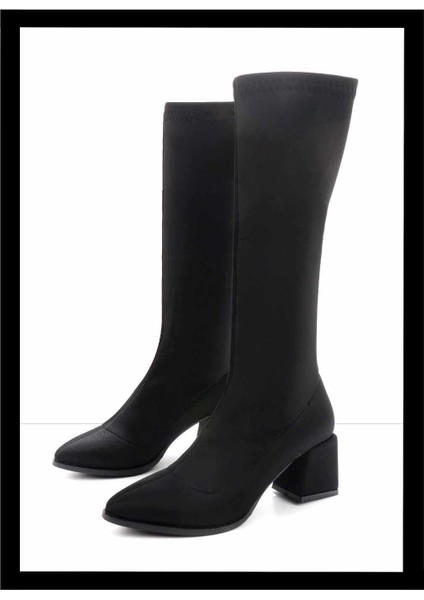 Siyah Streç Kadın Bot & Bootie K03792060717