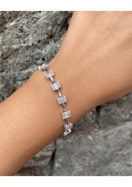 Kadın Gümüş Bagetli Bileklik fiyatları