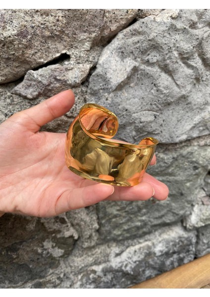 Kadın 925 Ayar Gümüş Gold Tasarım Bileklik