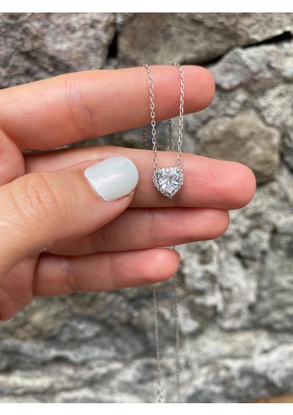 Kadın Gümüş Kalp Kolye