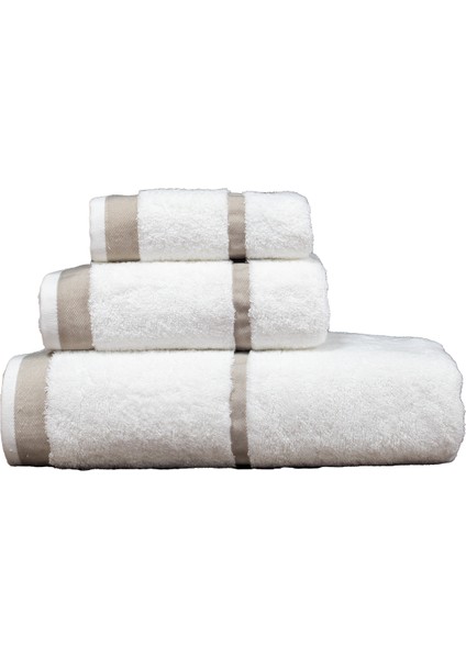 Penye Banyo Havlu Takımı 3lü Set 30X50 50X90 90X150 Beyaz / Bej modelleri