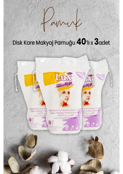 Disk Kare Makyaj Pamuğu 40' Lı x 3 Adet