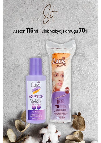 Aseton 115 ml ve Disk Makyaj Pamuğu 70'li