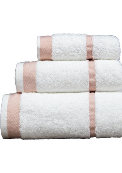 Penye Banyo Havlu Takımı 3lü Set 30X50 50X90 90X150 Beyaz / Pembe fiyatları