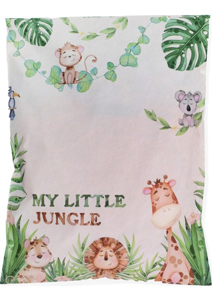 House Of Pack Renkli Kargo Poşeti - 30X38 cm - 100 Adet - ' My Little Jungle ' Baskılı