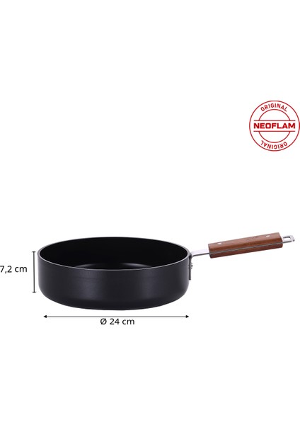 Bien Black Indüksiyonlu 24 cm Wok Tava, Akasya Ağacı Saplı