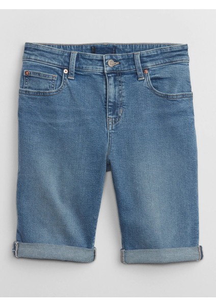 Mid Rise Washwell™ Jean Bermuda Şort