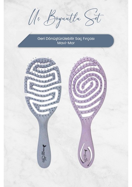 Üç Boyutlu Geri Dönüştürülebilir Saç Fırçası Mavi ve Mor