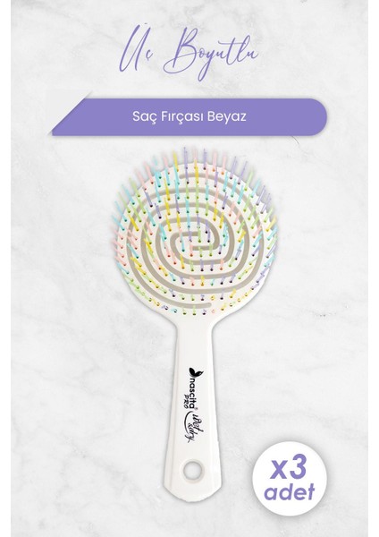 Üç Boyutlu Saç Fırçası Beyaz x 3 Adet