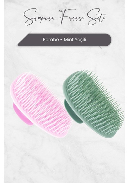 Şampuan Fırçası Pembe ve Mint Yeşili 2'li Set